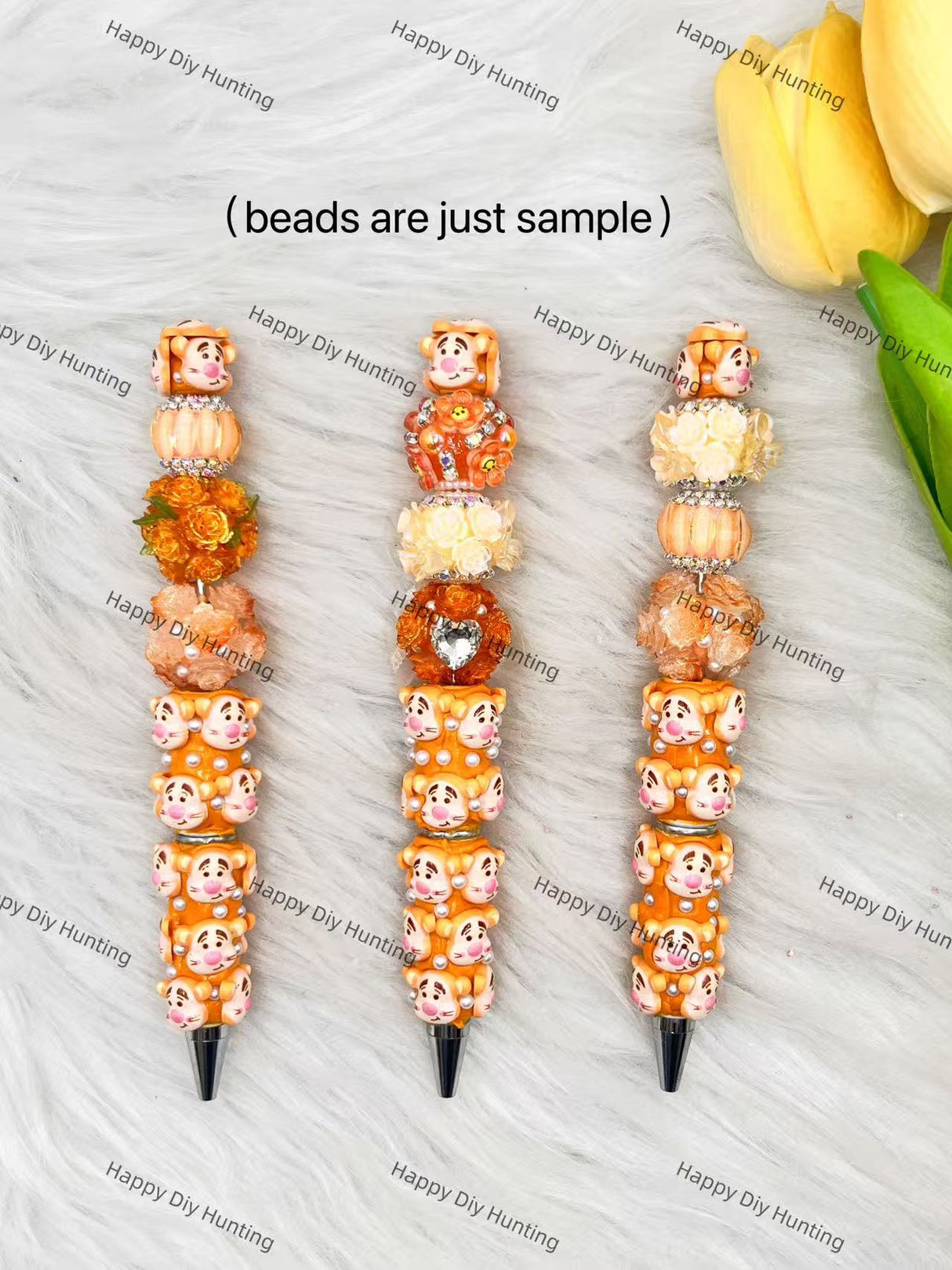 Tiger Character Beadable Pen | Premium DIY Stationery Decor Supplies