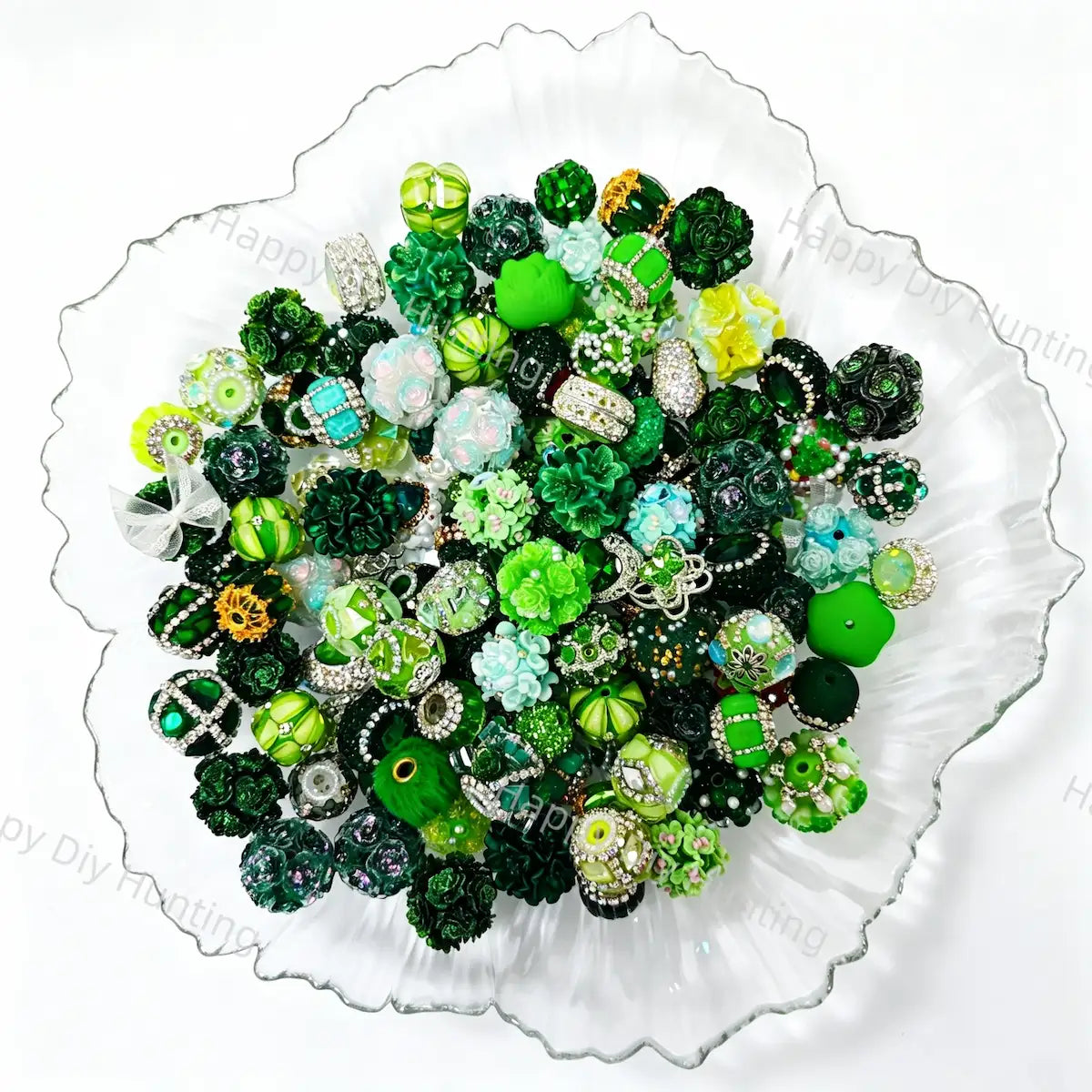 Wholesale Green Random Mixed Beads for DIY Beadable Pens