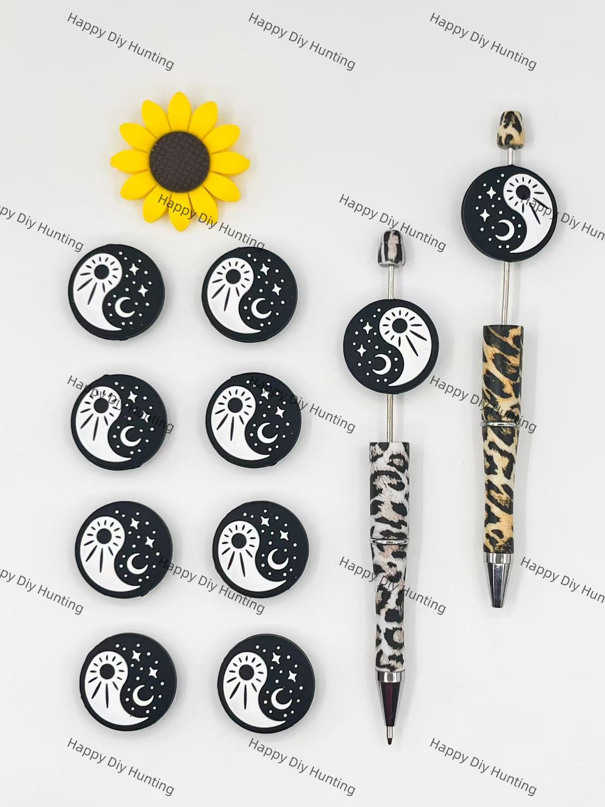 Yin And Yang Stars, Moon And Sun Silicone Focal Beads Wholesale, silicone focal beads for pens