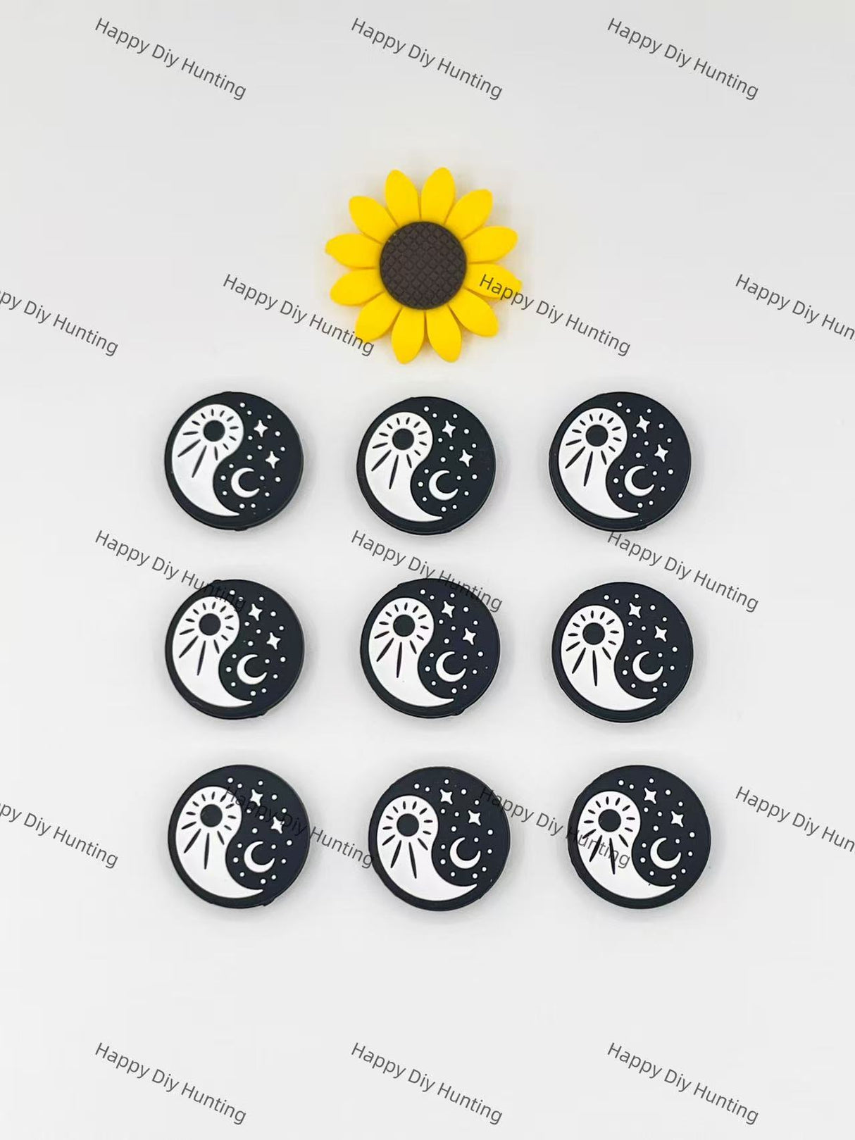 Yin And Yang Stars, Moon And Sun Silicone Focal Beads Wholesale, silicone focal beads for pens