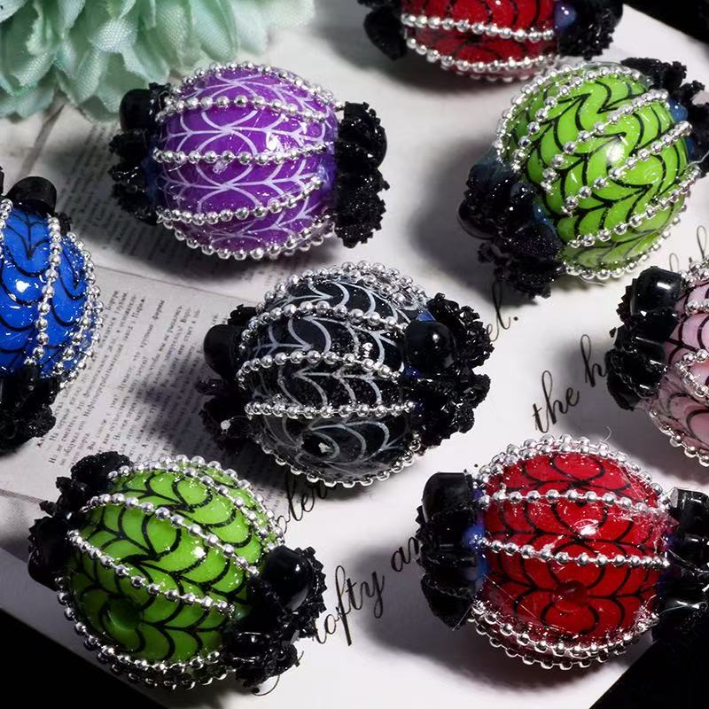 20mm Spider Web Pumpkin Round Beads for DIY Beadable Pens & Jewelry Making