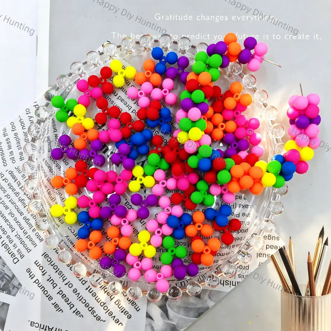 Vibrant Multi Tone Matte Solid Round Acrylic Spacer Beads for DIY Beadable Pens & Jewelry