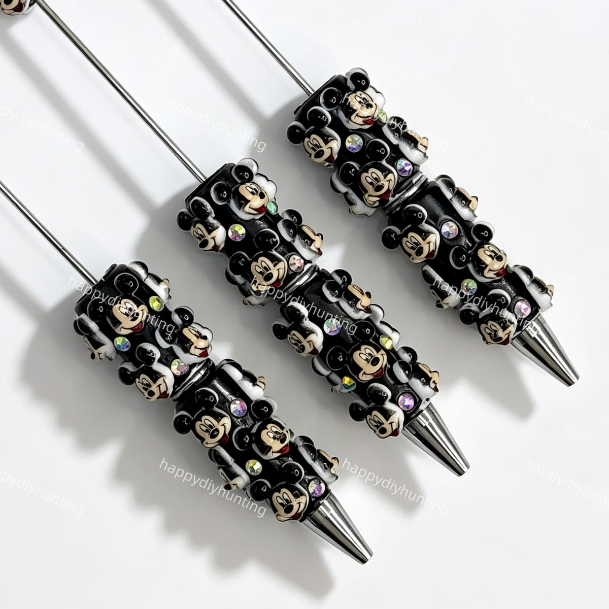 black cartoon mouse beadable pens wholesale for DIY custom crafts and personalized pens