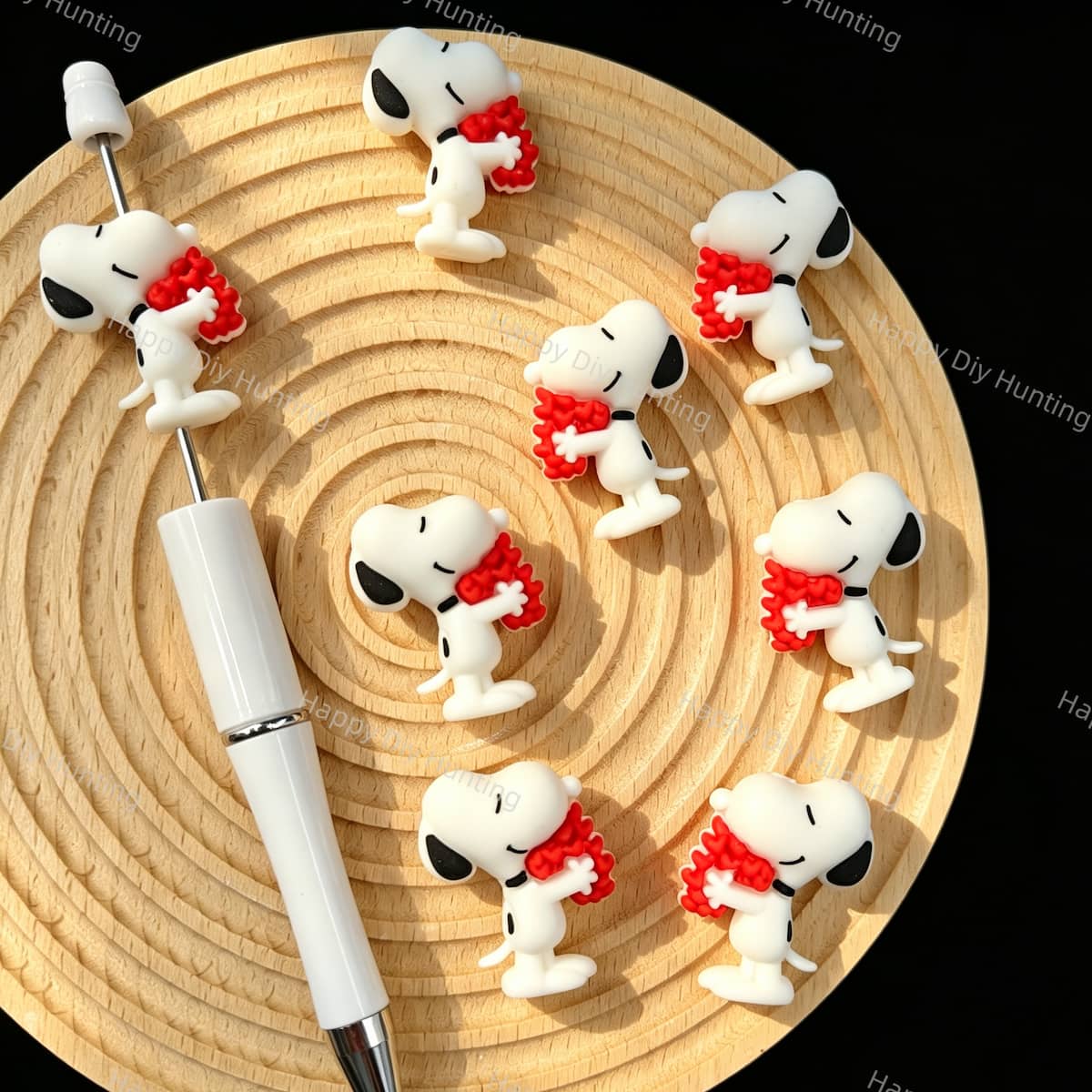 Cartoon dog silicone focal beads, large hole shaped beads for beadable pen and keychain DIY craft supplies