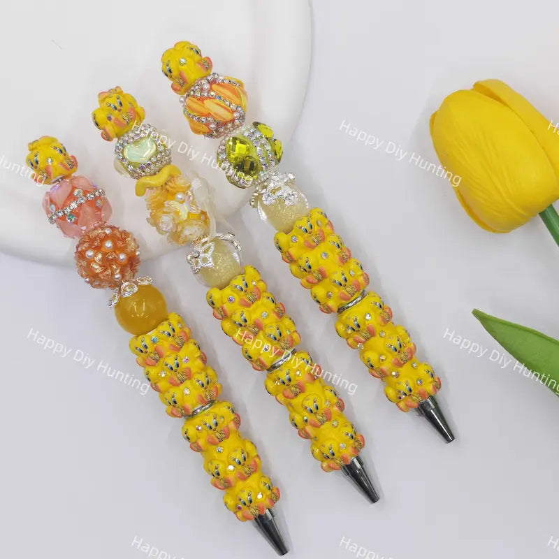 Halloween Yellow Cartoon Bird Beadable Pens Wholesale, Beadable Pens Supplies