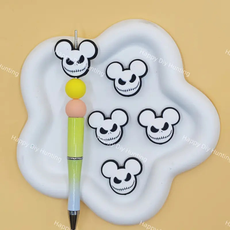 Halloween Gothic Skull Silhouette Silicone Focal Beads For DIY Beadable Pens