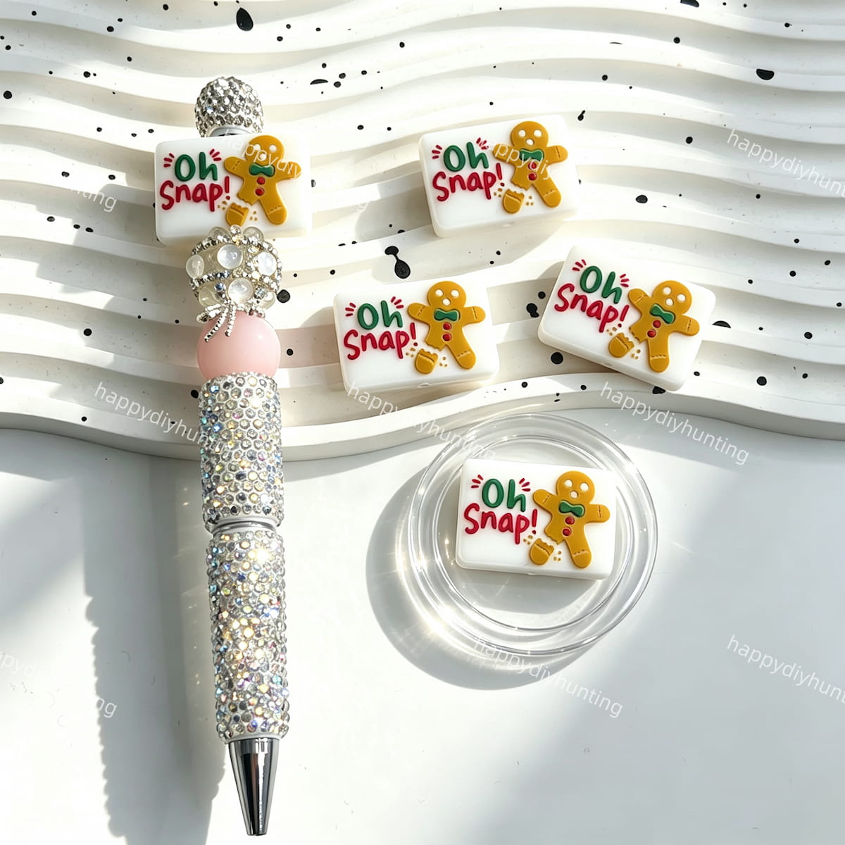 Christmas gingerbread man silicone focal beads for DIY beadable pens and holiday craft