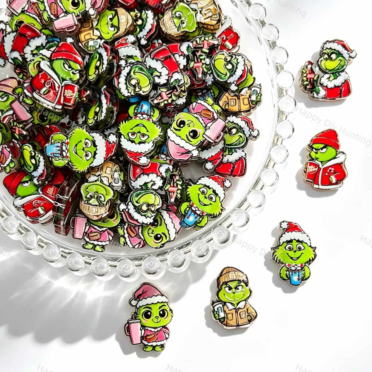 Christmas Green Cartoon Character Acrylic Focal Beads for beadable pen DIY craft projects