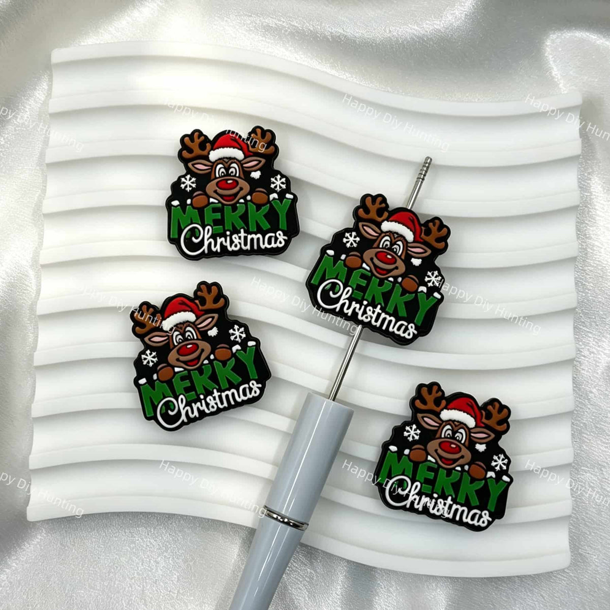 christmas reindeer silicone focal beads for DIY pens and holiday-themed handmade crafts