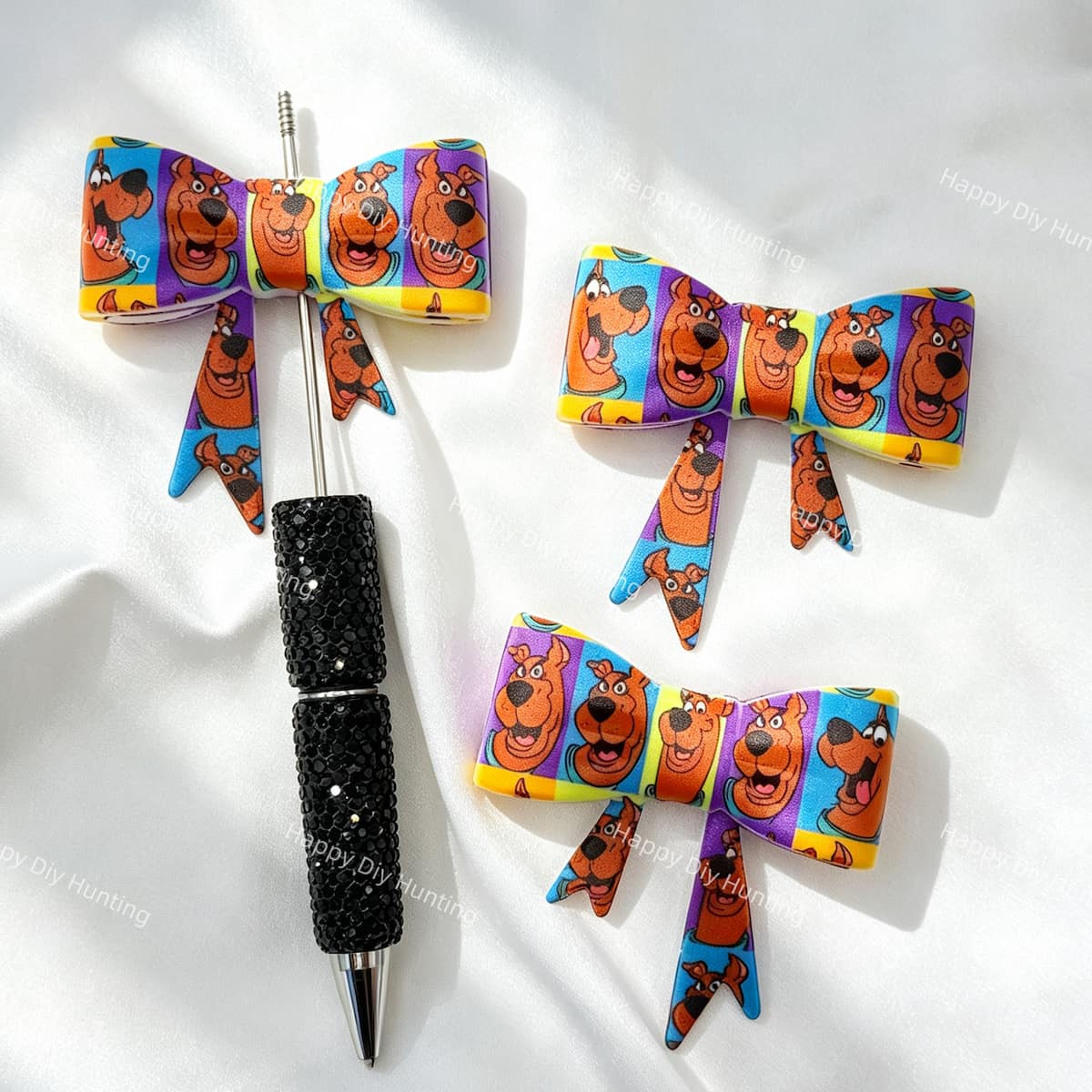 color block brown dog bow silicone focal beads for DIY pens and pet lover handmade crafts