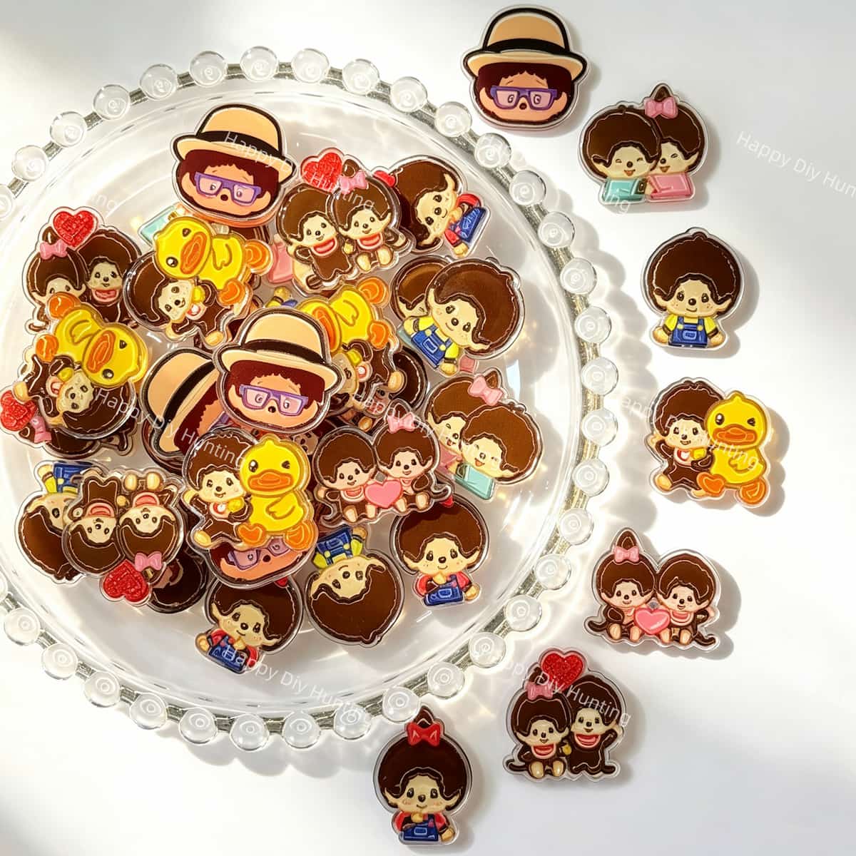 cute monkey doll acrylic focal beads for DIY pens and playful jewelry crafts