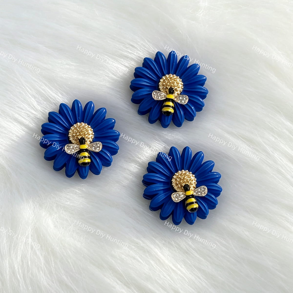 dark blue daisy bee metal spacer beads for DIY beadable pens and jewelry crafts