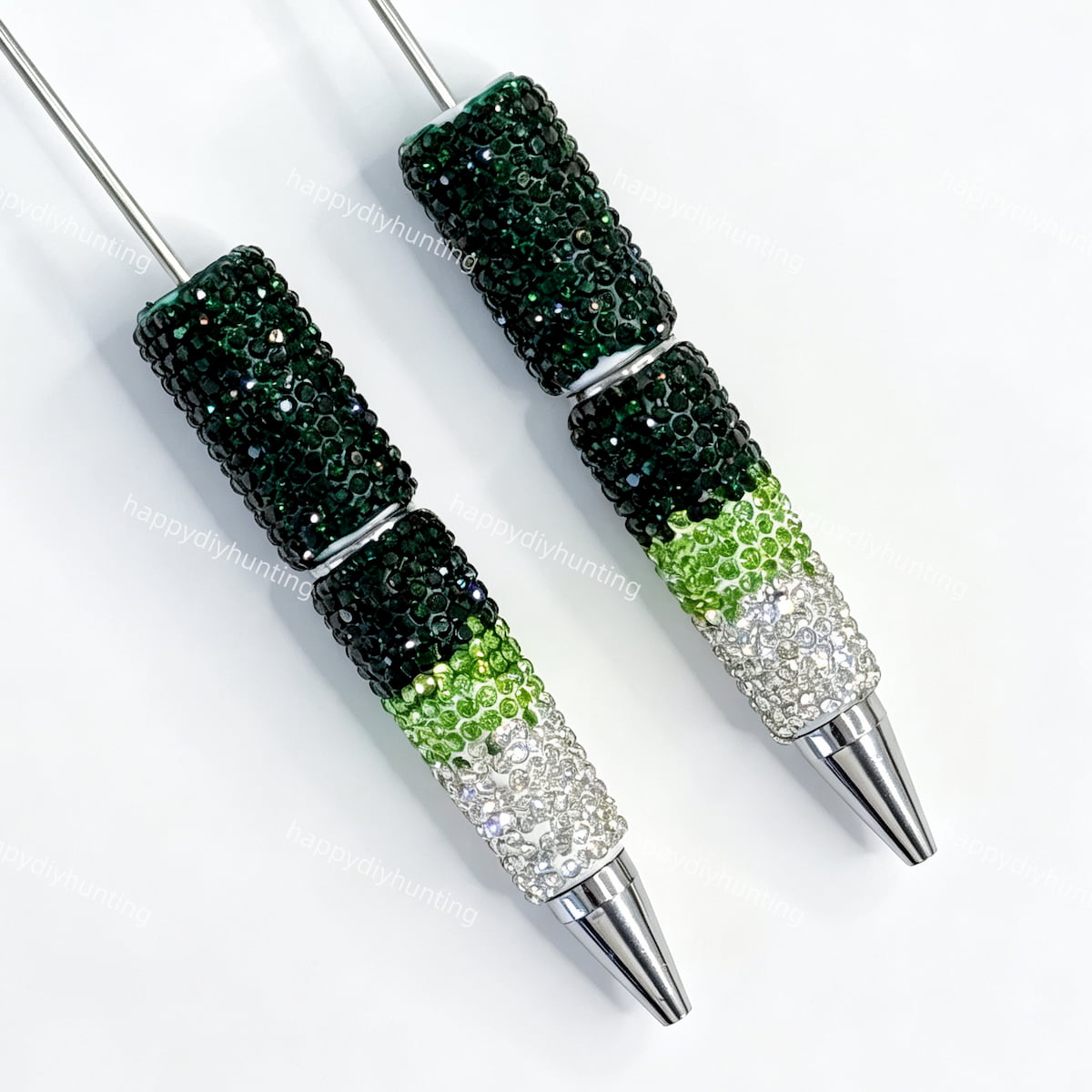 dark green ombre rhinestone beadable pen wholesale for DIY custom crafts and personalized pens