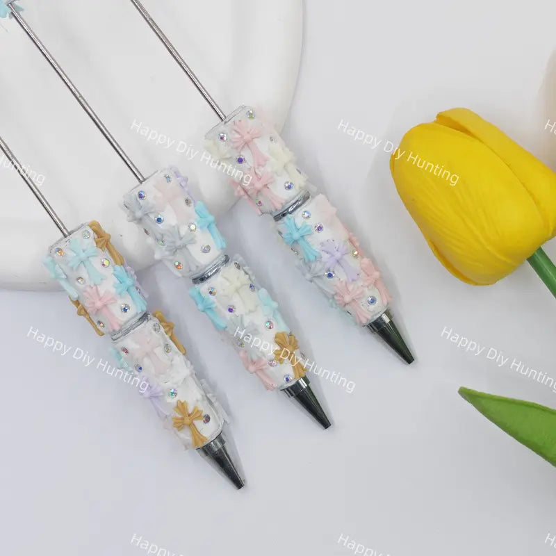 Kawaii Pastel Cross Beadable Pens Wholesale, Beadable Pens Supplies