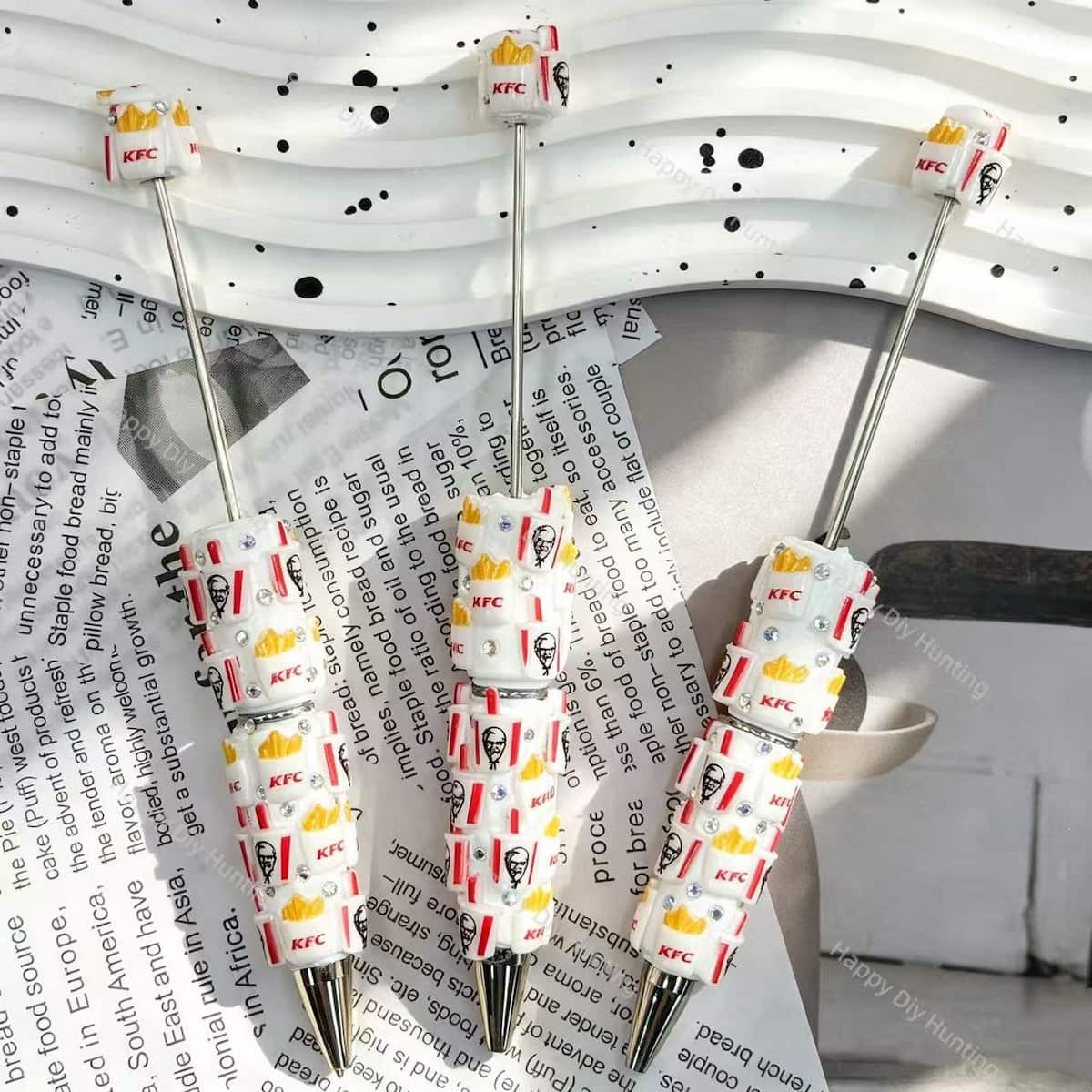 fast‑food theme printed beadable pens fun novelty theme for diy stationery and handmade gifts