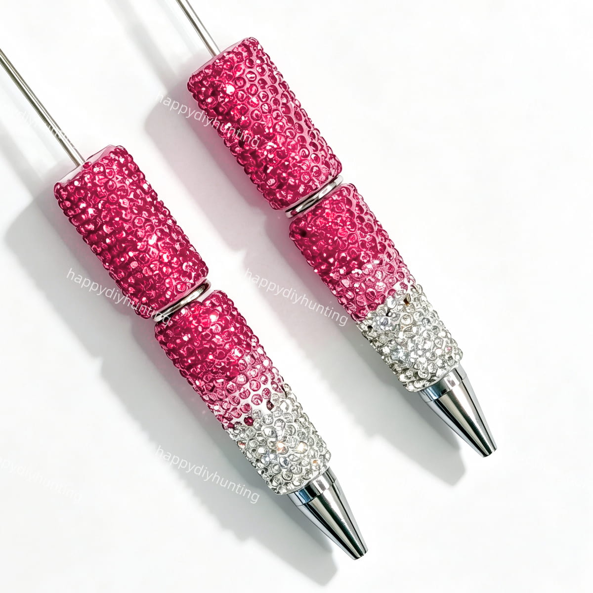 hot pink ombre rhinestone beadable pen wholesale for DIY custom crafts and personalized pens