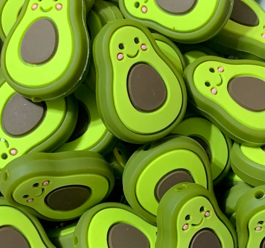 Ripen Avocado Silicone Focal Bead, Fruit Silicone Bead, Shape Silicone Bead