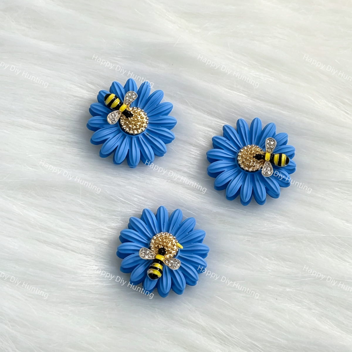 light blue daisy bee metal spacer beads for DIY beadable pens and jewelry crafts