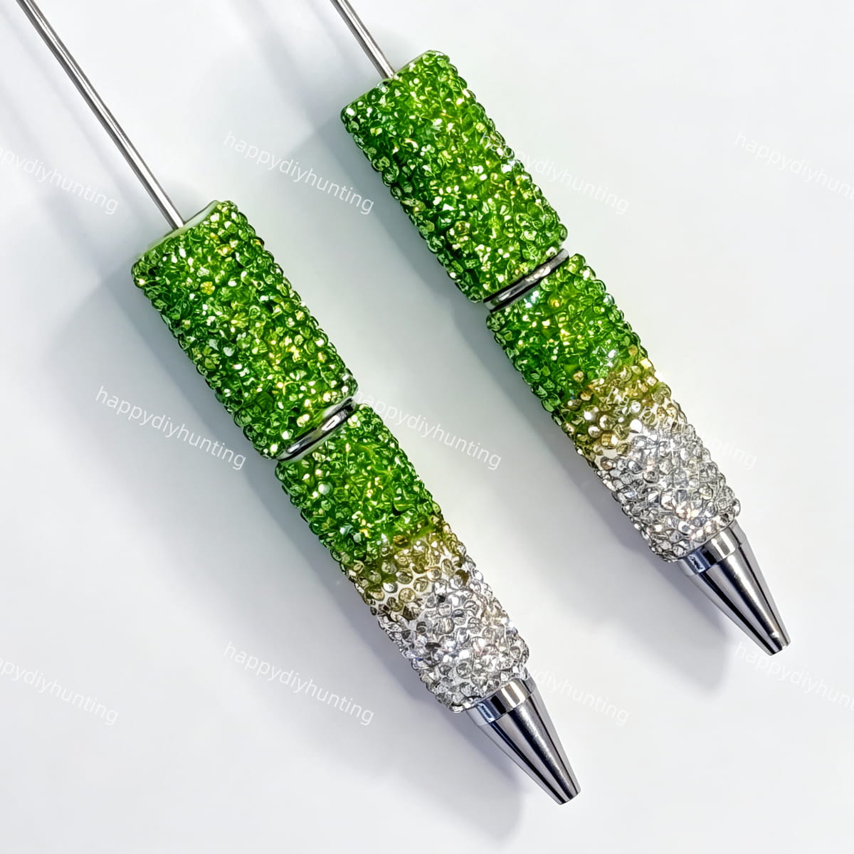 lime green ombre rhinestone beadable pen wholesale for DIY custom crafts and personalized pens
