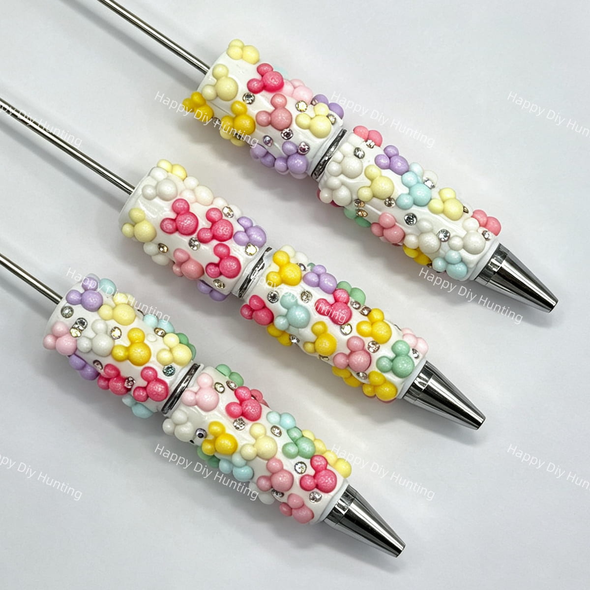 multicolor mouse-head beadable pens wholesale for DIY cute crafts and custom pens