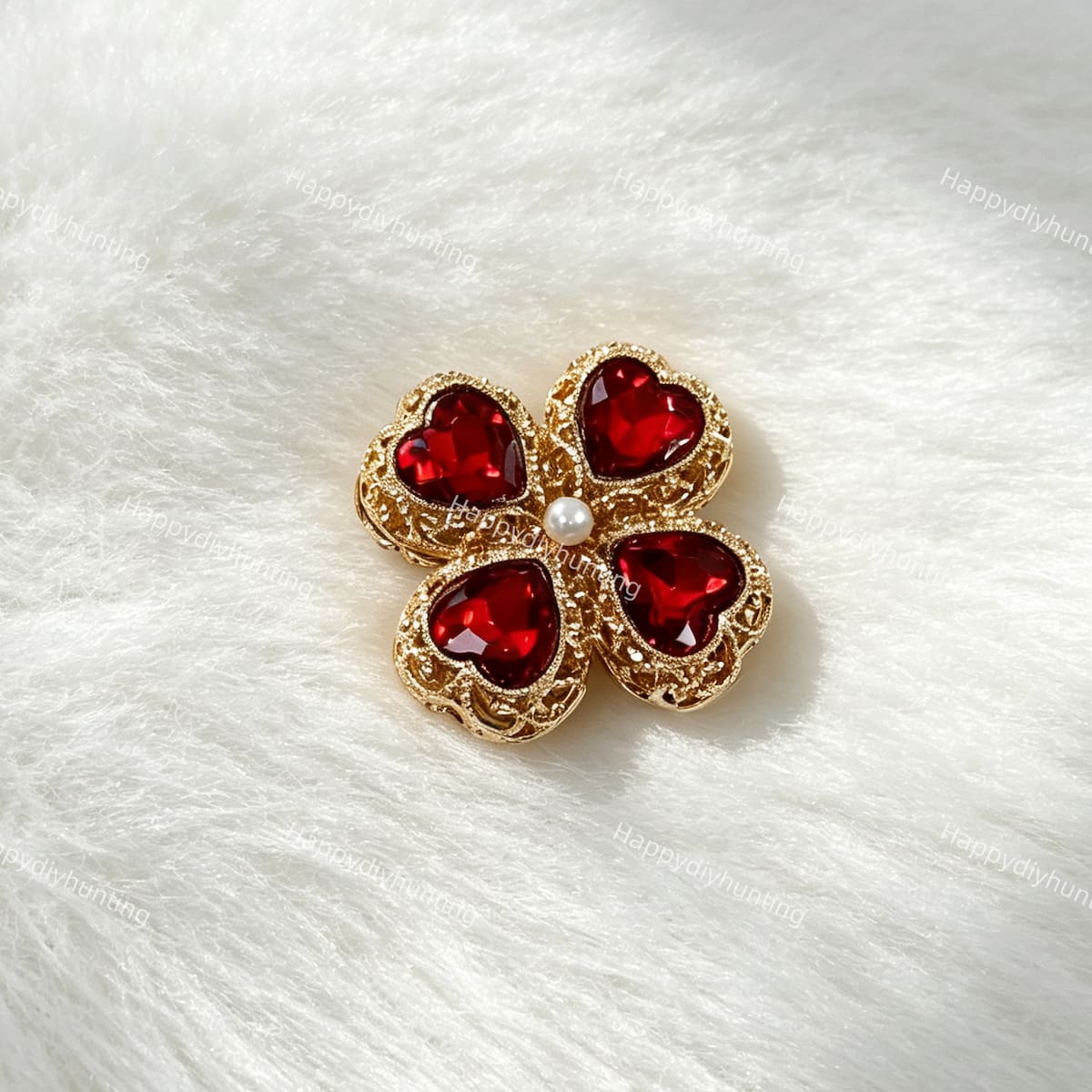 close-up ornate filigree four leaf clover fancy bead showing lucky clover design