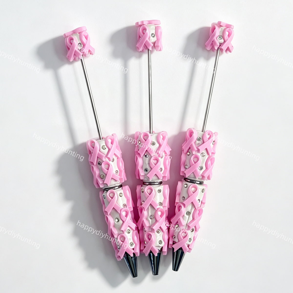 pink bow print beadable pens wholesale for DIY custom crafts and personalized pens