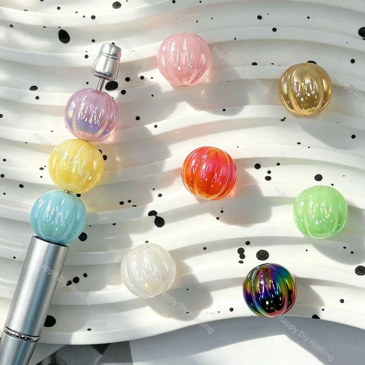 aurora pumpkin shaped acrylic focal beads for diy beadable pens handmade jewelry crafts