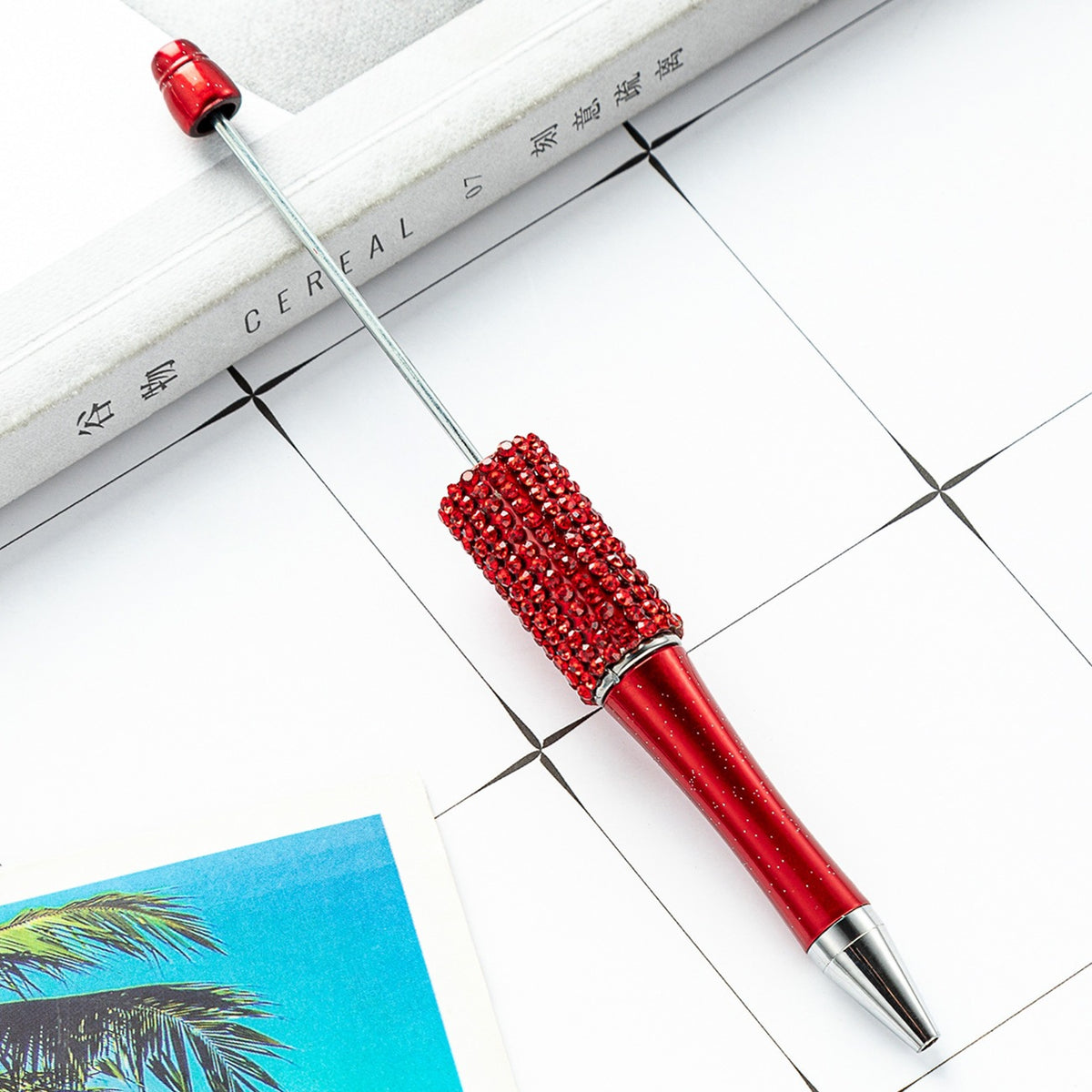 Beadable Pens in Solid Colors with Matched Color Rhinestones, Beadable pens bulk