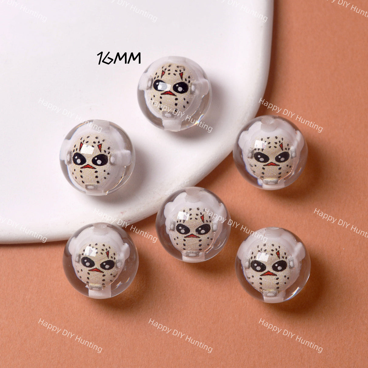 16mm Halloween Mask Guy Acrylic Beads Beads