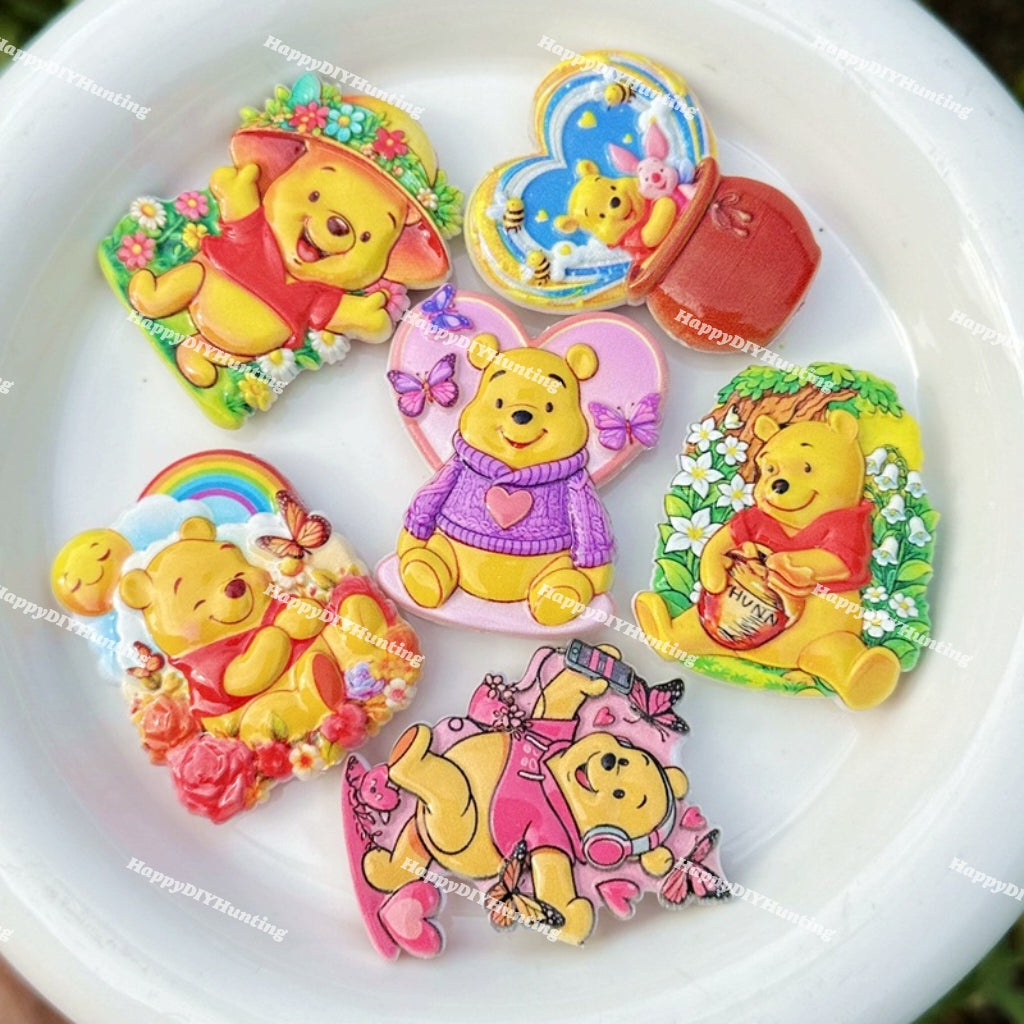 Textured Winnie the Pooh Acrylic Beads