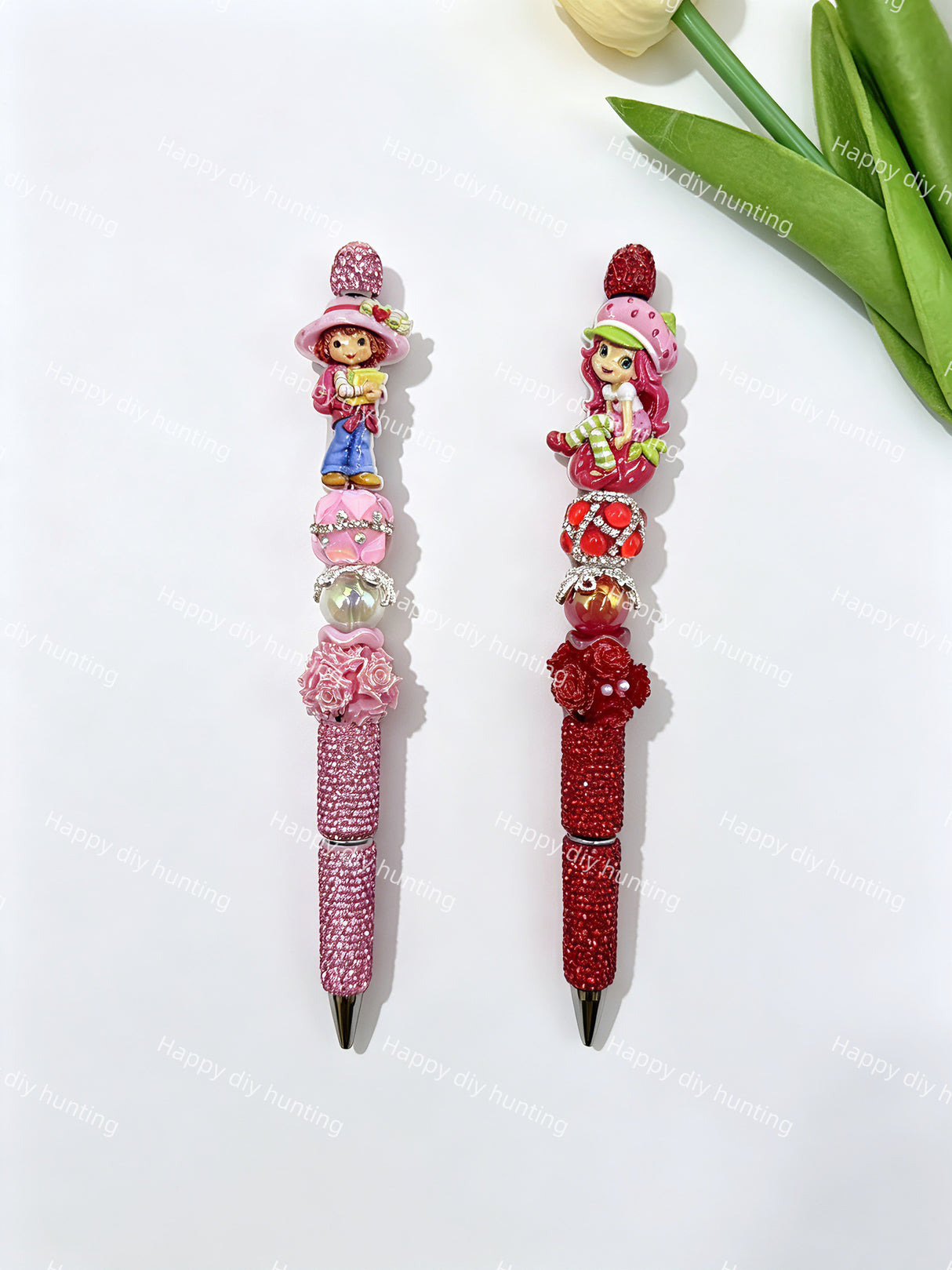 Textured Strawberry Short Cake Acrylic Beads