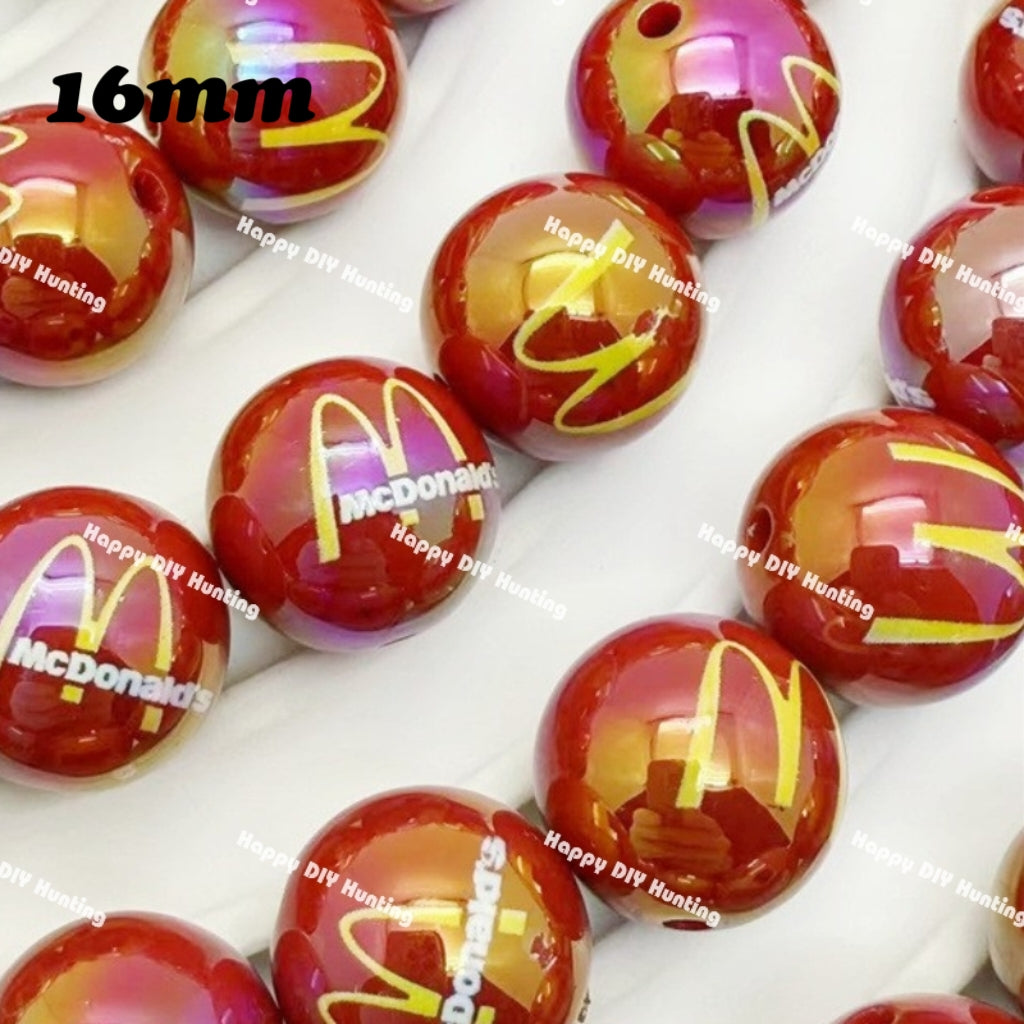 16mm UV Finish M Fast Food Acrylic Beads
