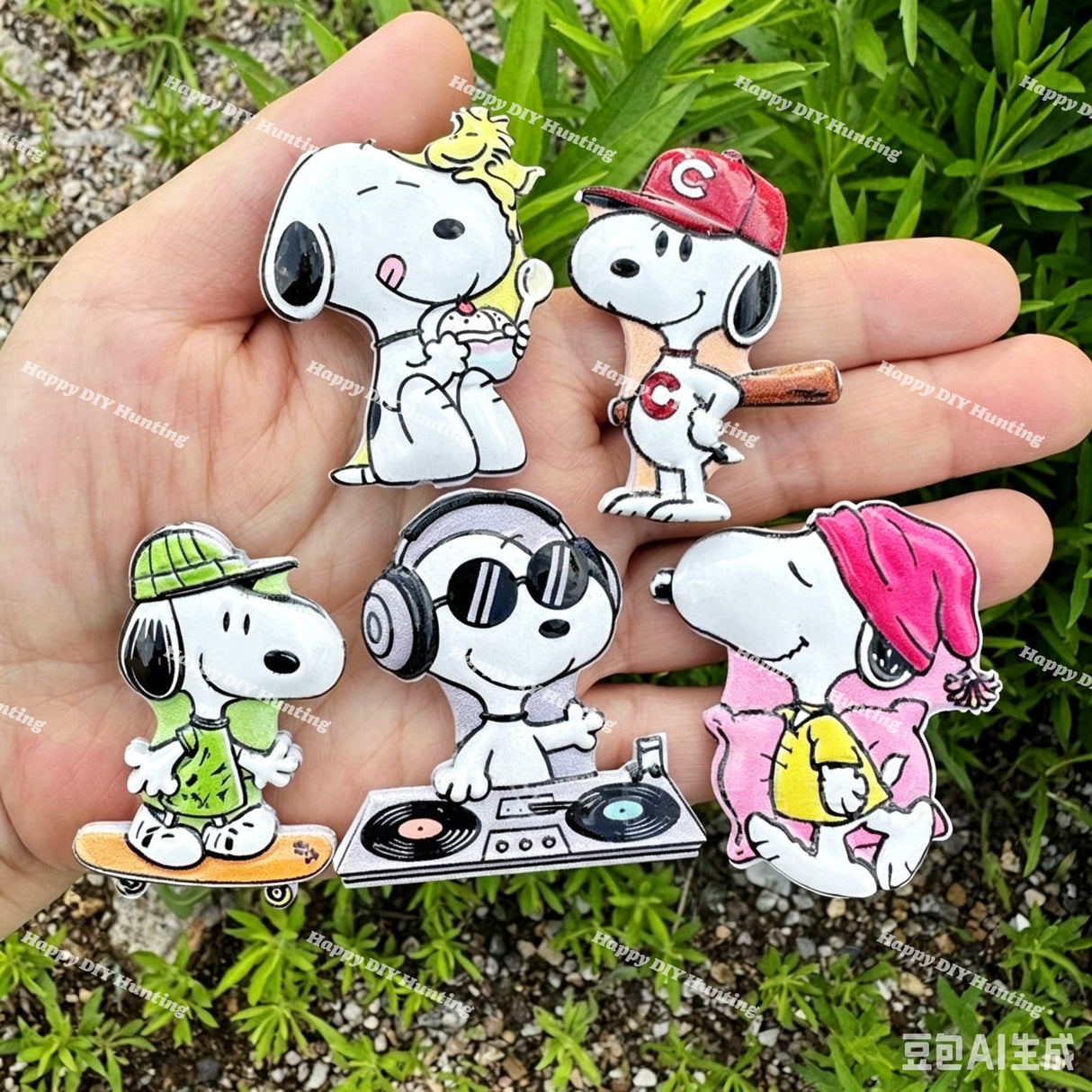 Textured Snoopy Acrylic Beads