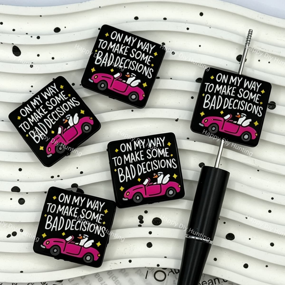 silly goose funny slogan silicone focal beads for DIY pens and humor-themed handmade crafts