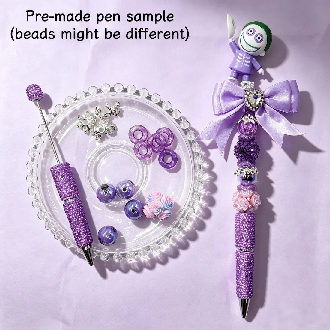 back view of spooky holiday cartoon character no-hole pen toppers, gothic holiday handmade stationery supplies