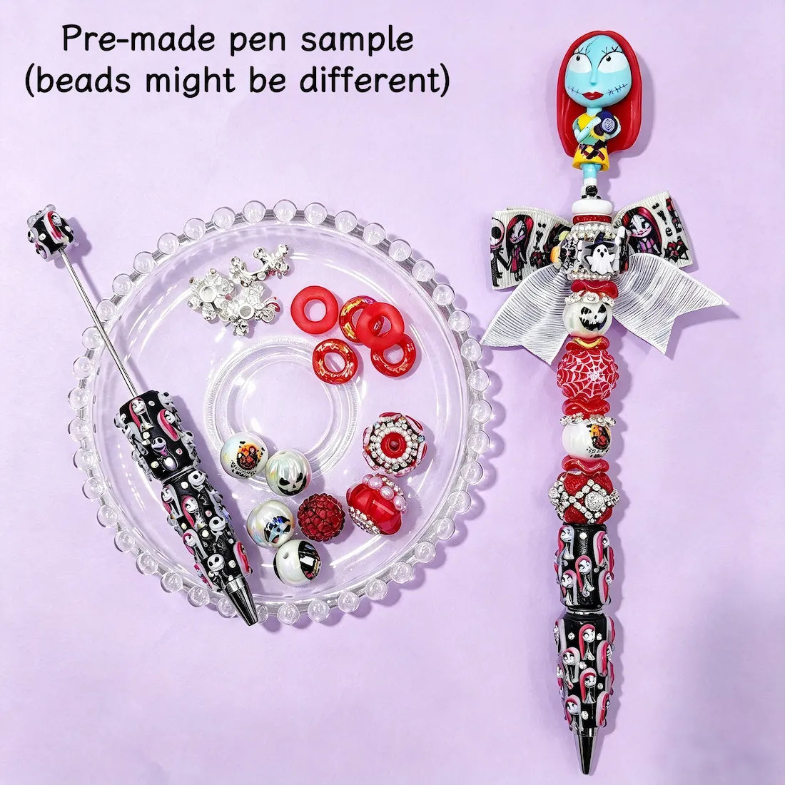 back view of spooky holiday cartoon character no-hole pen toppers, gothic holiday handmade stationery supplies