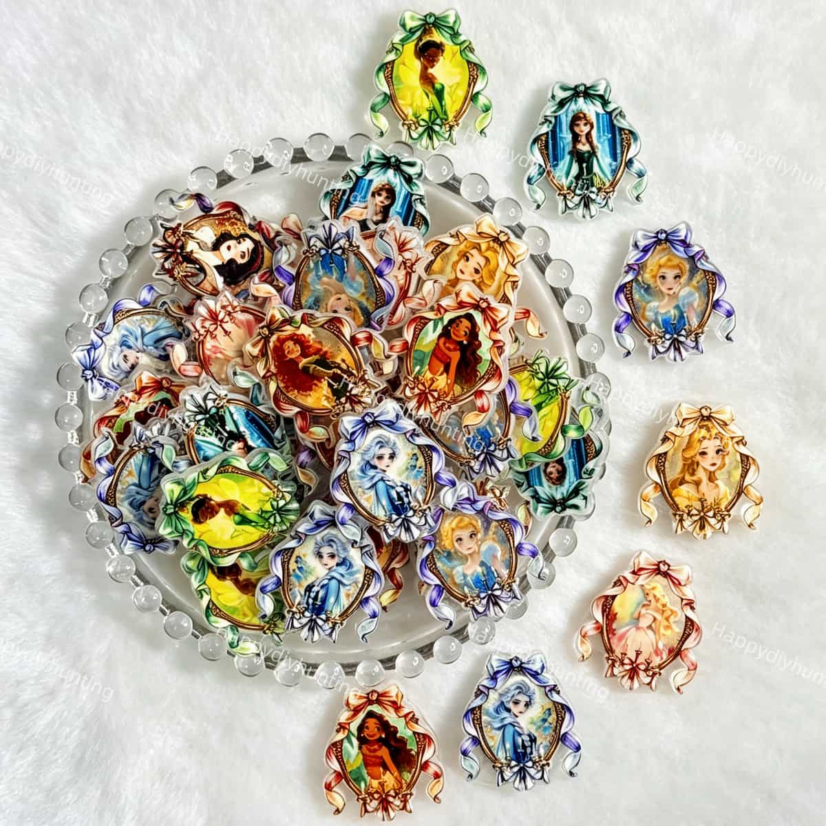vintage frame fairytale-maiden acrylic focal beads for DIY beadable pens and jewelry crafts