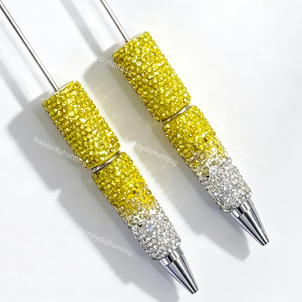 yellow ombre rhinestone beadable pen wholesale for DIY custom crafts and personalized pens