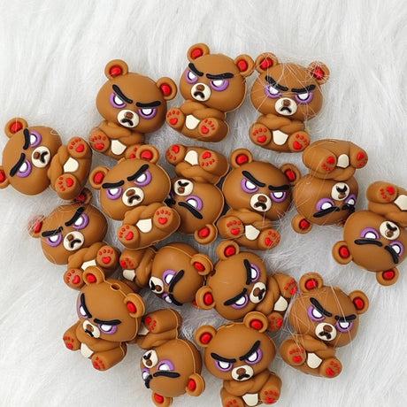 DIY animal earrings of silicone brown bear
