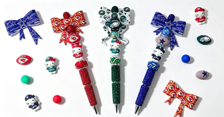 Chiefs, Eagles, and Cowboys DIY sports team beadable pens