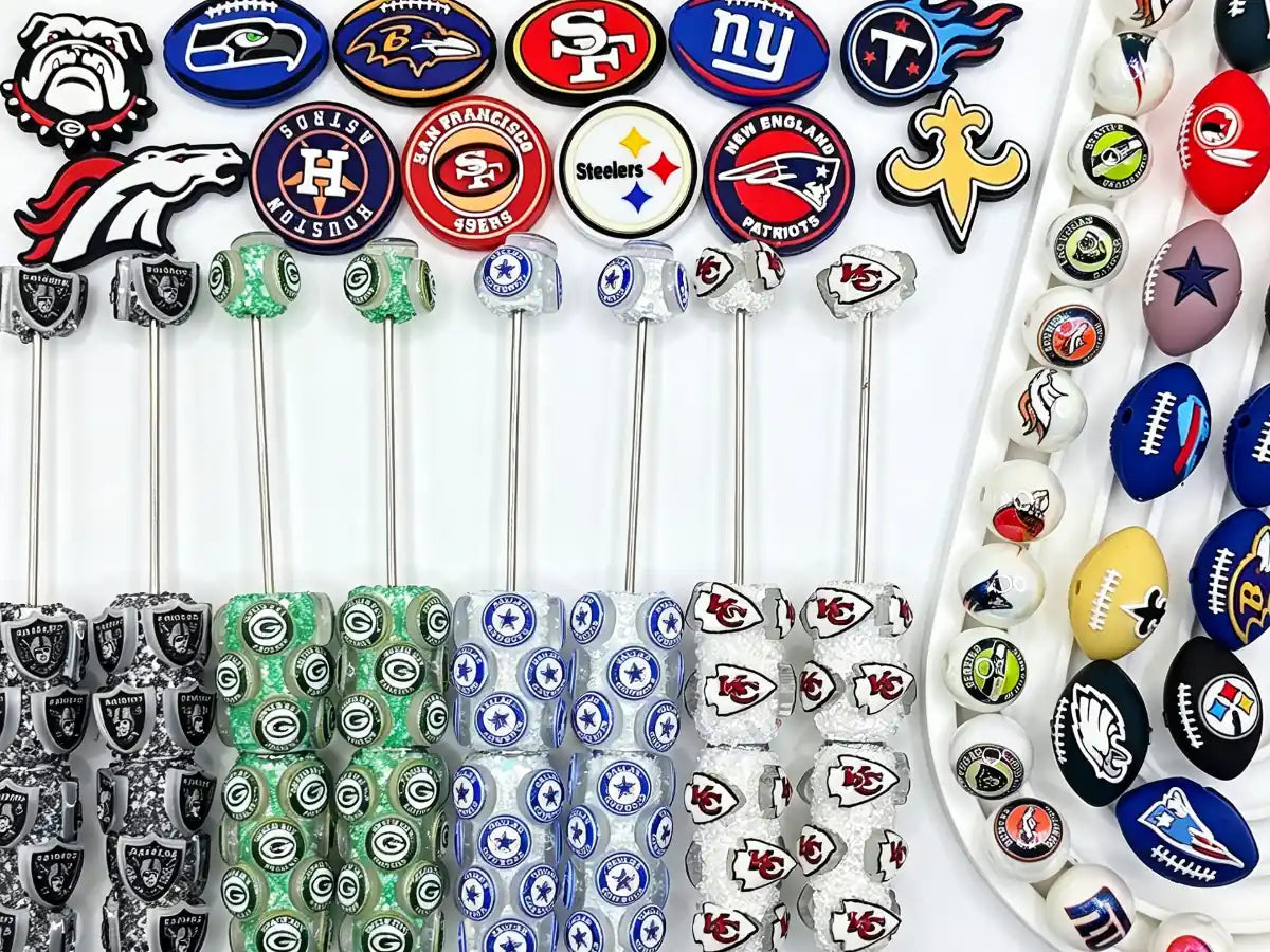 sports team focal beads and sports beadable pens wholesale for diy craft