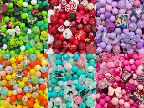 Bead Mix / Kits, assorted mixed acrylic and silicone beads for beadable pens, keychains, bracelets and diy handmade jewelry making