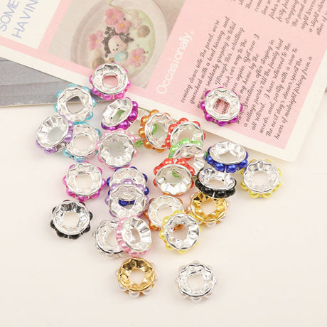 Multicolor rhinestone metal spacer beads bulk filler accents for custom DIY beadable pens & acrylic bead crafts - happy diy hunting
