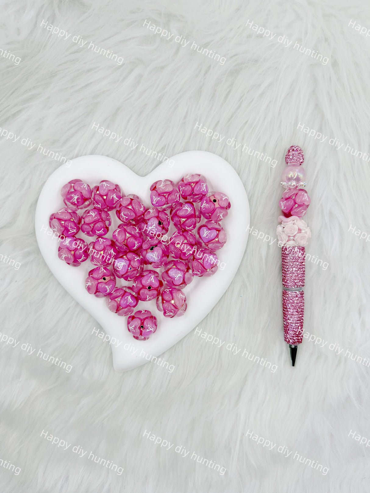 Hot Pink Fancy L*V Designer Beads DB-003