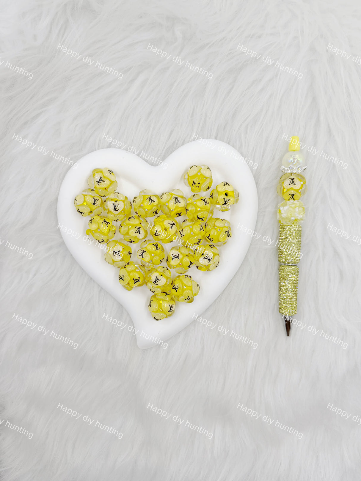 Yellow Fancy L*V Designer Beads DB-005