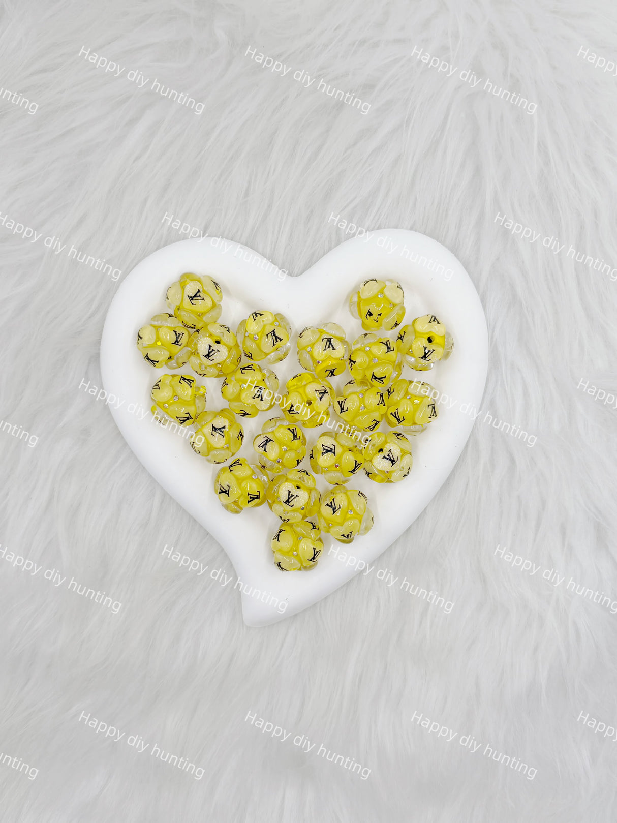Yellow Fancy L*V Designer Beads DB-005