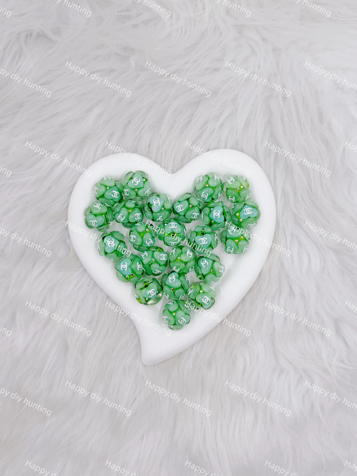 Green Fancy CC Designer Beads DB-007