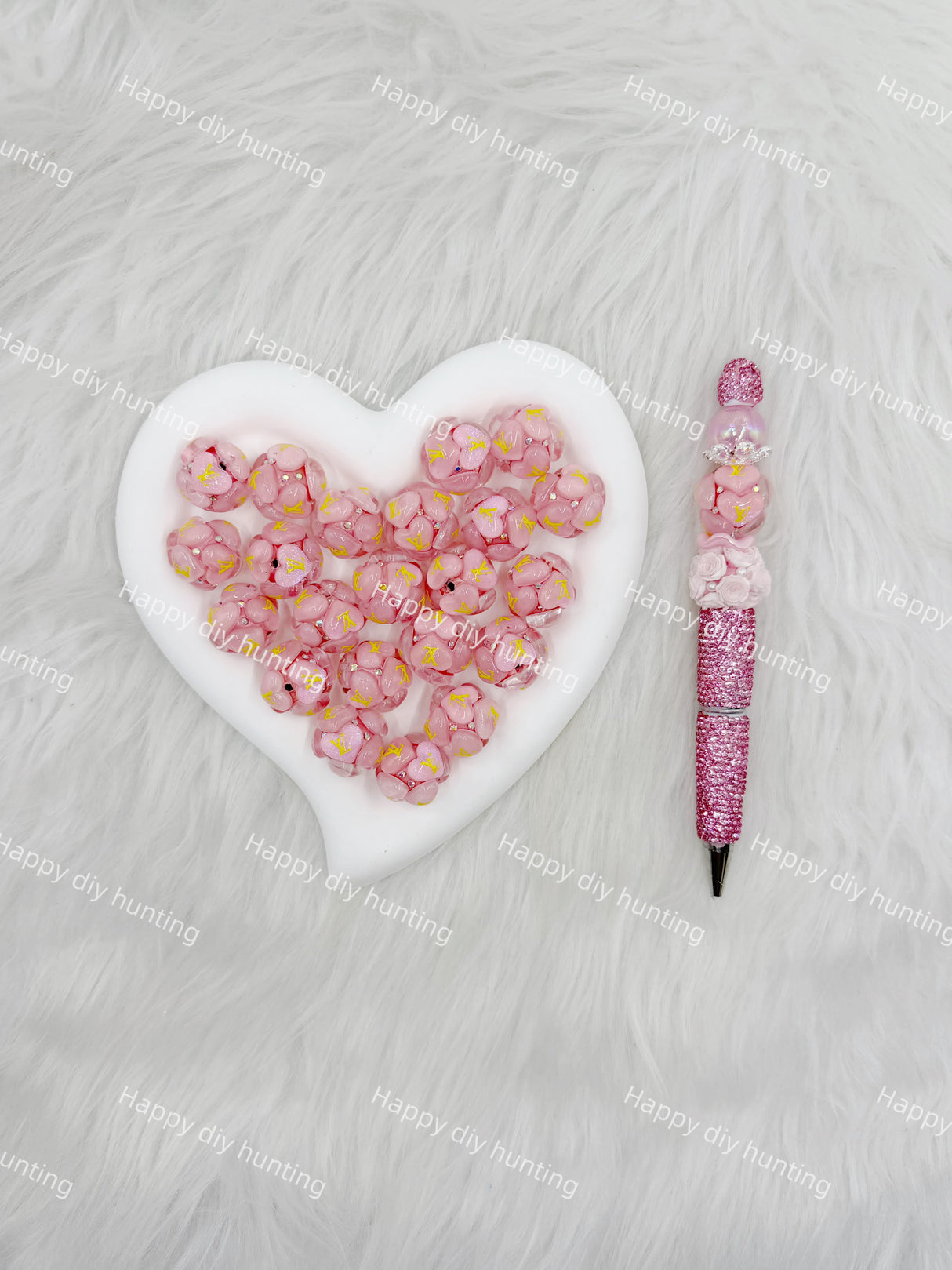 Pink L*V Designer Beads DB-010