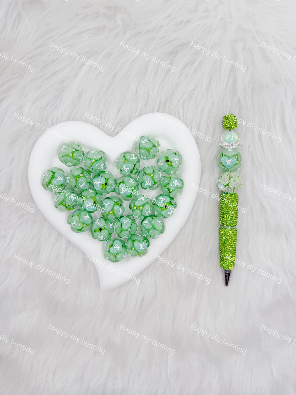 Green Fancy L*V Designer Beads DB-011