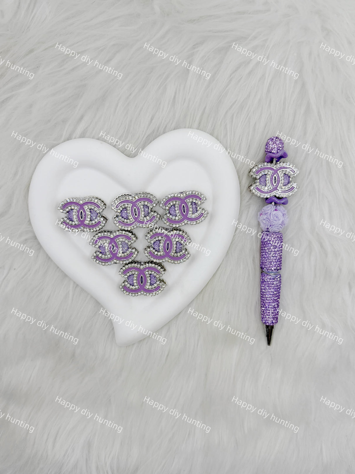 Purple Sliver Rhinestone CC Designer Beads DB-014